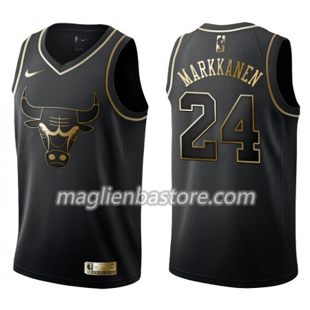 Maglia NBA Chicago Bulls Lauri Markkanen 24 Nike Nero Golden Edition Swingman - Uomo